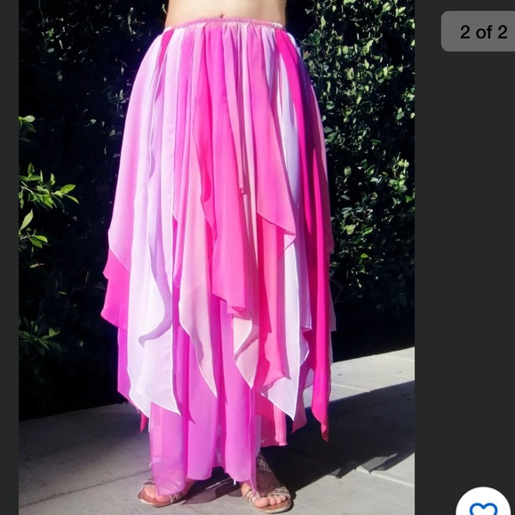 Ameynra Petal Skirt Pink Fuchsia White Chiffon New - Picture 2 of 2